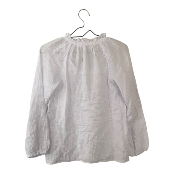 J Crew Factory White Gauze Top Tie Neck Long Sleeves Women’s Size XS Petite NEW - Picture 2 of 8